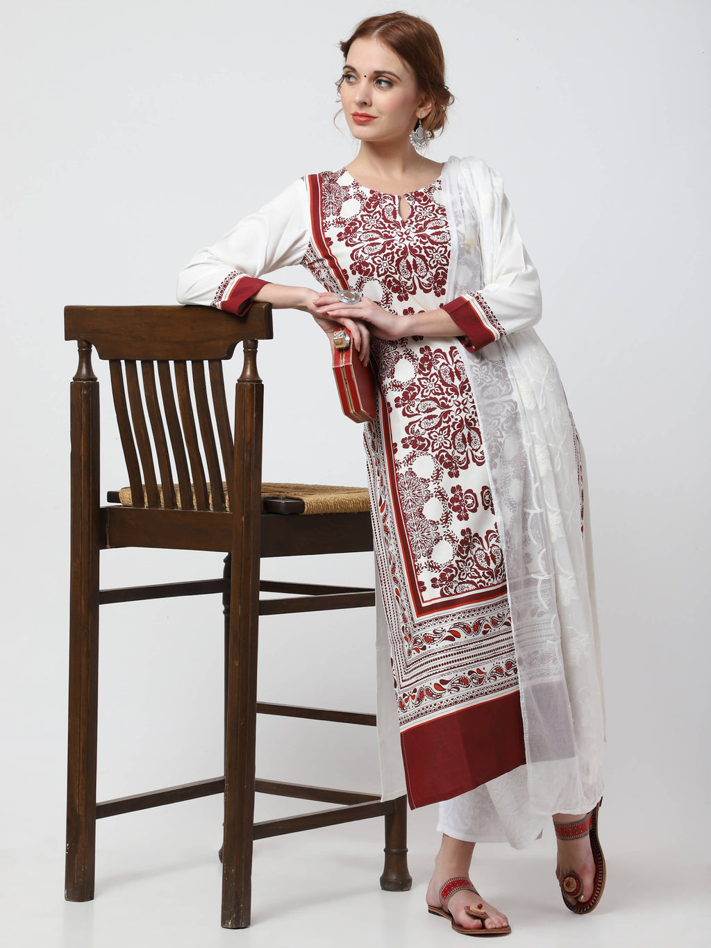 Cheera Kurta With Chikankari Palazzo & Embroidered Dupatta Set (CH092KPD)