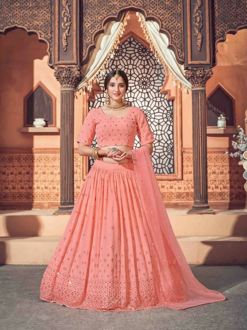 DEIANA'S Beautiful Thread Sequence Lehengha Choli - Peach