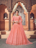 DEIANA'S Beautiful Thread Sequence Lehengha Choli - Peach