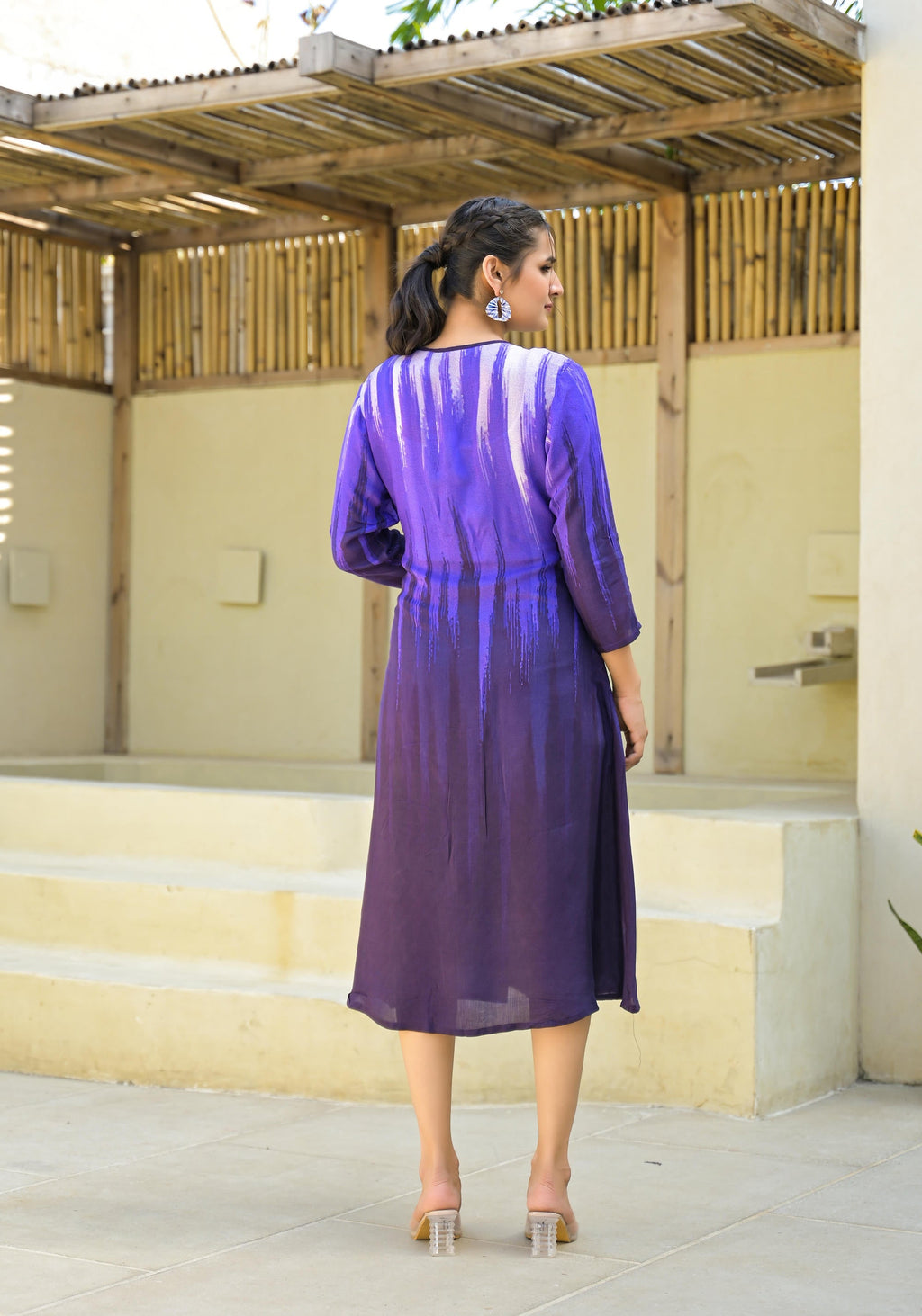 Juniper Purple women muslin dress with vibrant tie & dye print - Distacart