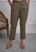 Juniper Charcoal Solid Cotton Pants With Partially Elasticated Waistband And Two Side Pockets - Distacart