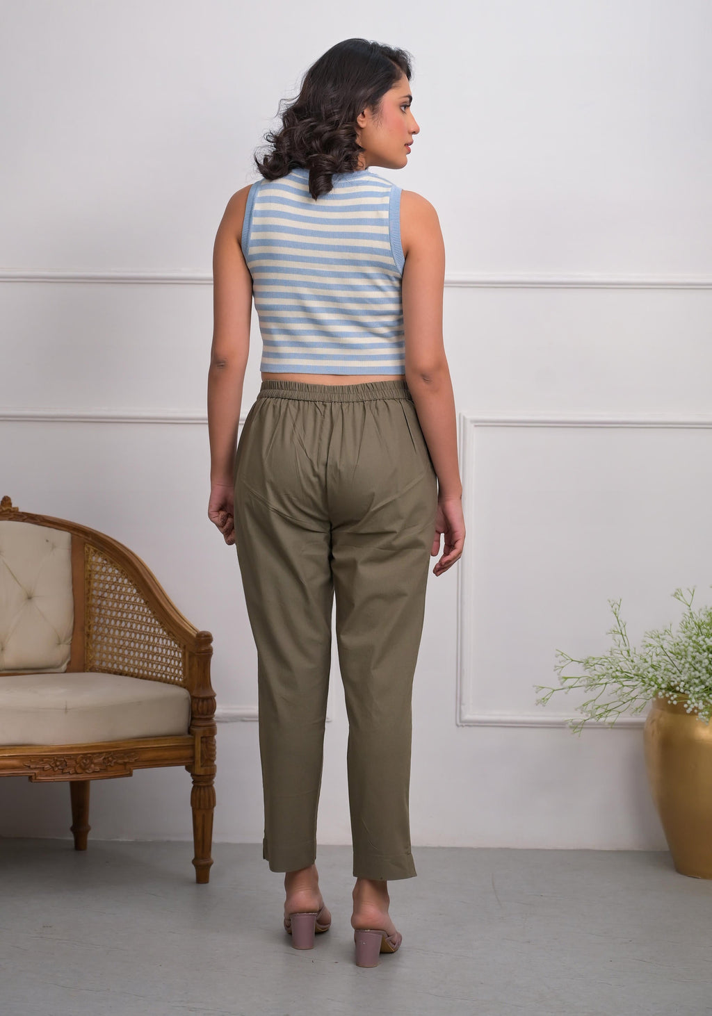Juniper Charcoal Solid Cotton Pants With Partially Elasticated Waistband And Two Side Pockets - Distacart