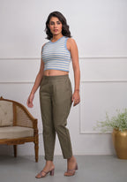 Juniper Charcoal Solid Cotton Pants With Partially Elasticated Waistband And Two Side Pockets - Distacart