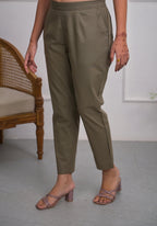 Juniper Charcoal Solid Cotton Pants With Partially Elasticated Waistband And Two Side Pockets - Distacart