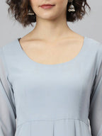 Janasya Grey Flared Sleeves Gotta Patti Georgette Anarkali Kurta - Distacart