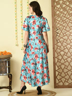 Myshka Women's Multi Printed Velvet Party Dress - Distacart