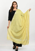 Mominos Fashion Moeza Women's Linen Cotton Silver Border Lemon Yellow Dupatta - Distacart