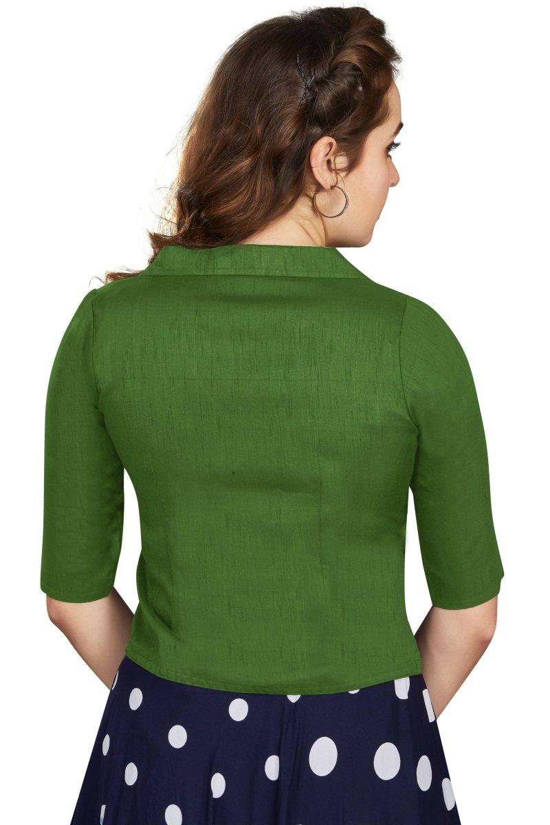 Aastha Fashion Women's Women's Green Art Silk Button Readymade Blouse