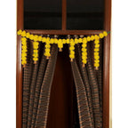 Tied Ribbons Yellow Entrance Hanging Marigold Flowers Bandhanwar Toran Garland with Bells