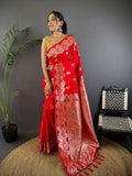 Joban Fashion Meenakari Red Woven Soft Silk Saree - Distacart