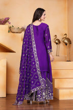 Teeya Creation Purple Color Chinon Silk Embroidery Work Wedding Wear Palazzo Set - Distacart