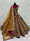 Jyoti Fashion Women's Multicolor Velvet Fancy Patch, Multi Thread Embroidered, Zircon Diamond, Sequins Work Wedding Lehenga Choli