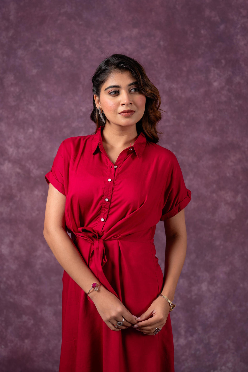 Juniper Scarlet Knot Shirt Dress - Distacart