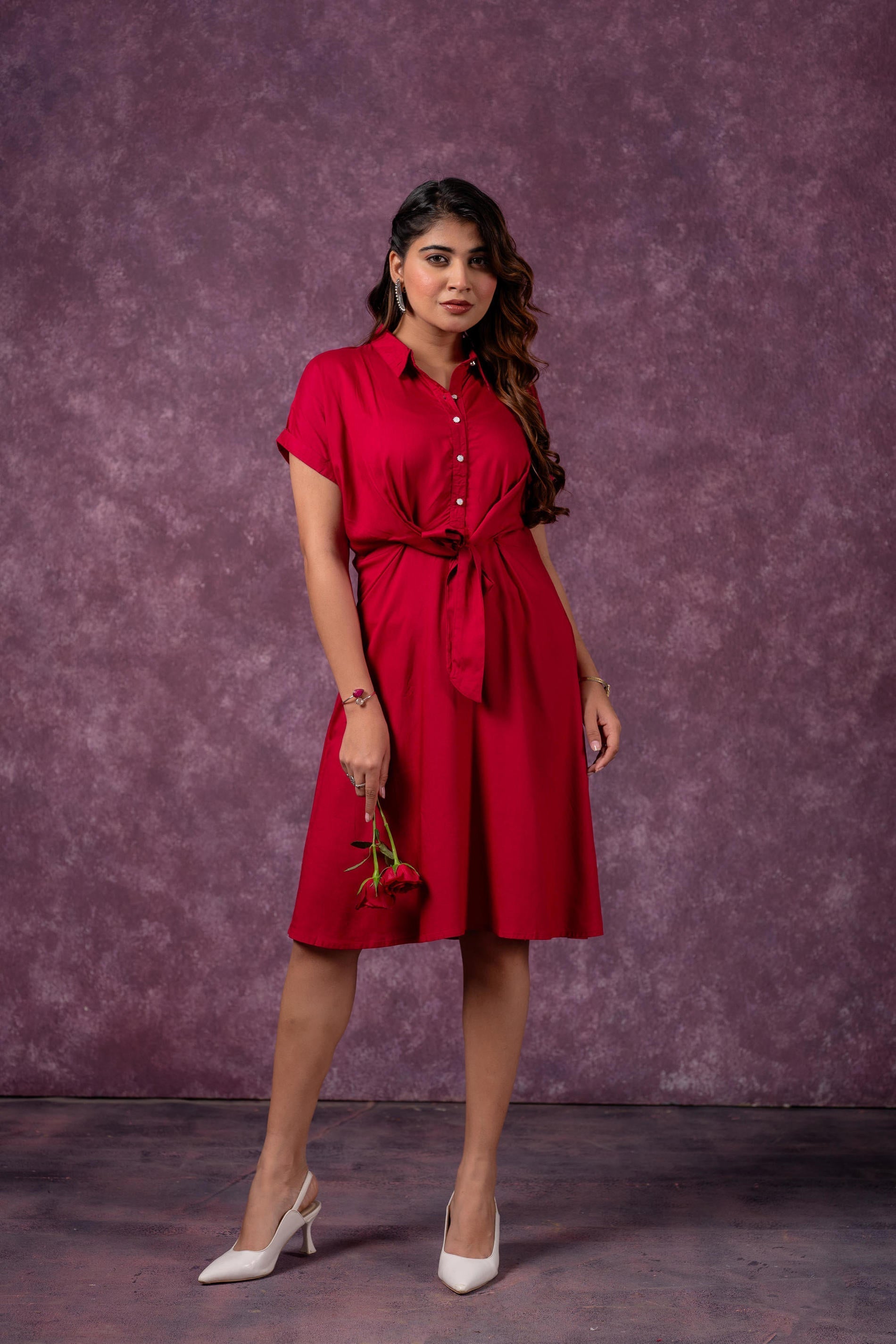Juniper Scarlet Knot Shirt Dress - Distacart