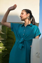 Juniper Teal Viscose Rayon A-line Dress - Distacart