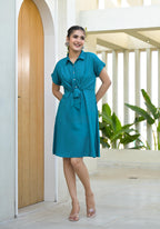 Juniper Teal Viscose Rayon A-line Dress - Distacart
