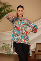Juniper Multi Patchwork Printed Asymmetric Tunic - Distacart