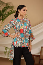 Juniper Multi Patchwork Printed Asymmetric Tunic - Distacart
