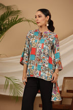 Juniper Multi Patchwork Printed Asymmetric Tunic - Distacart