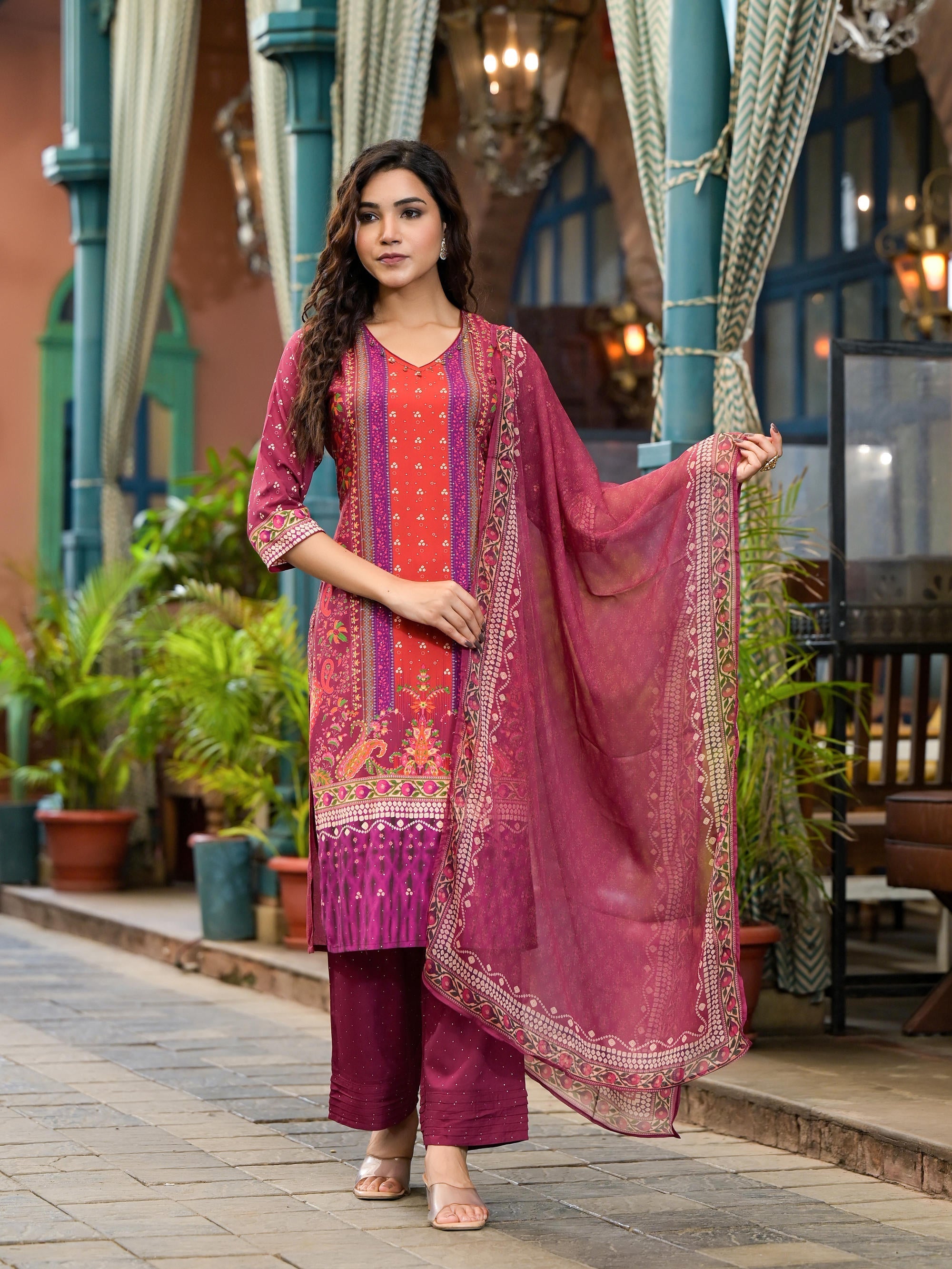 Juniper Plum Ethnic Motif Printed Liva Rayon Kurta Set With Coins - Distacart