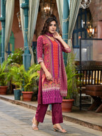Juniper Plum Ethnic Motif Printed Liva Rayon Kurta Set With Coins - Distacart