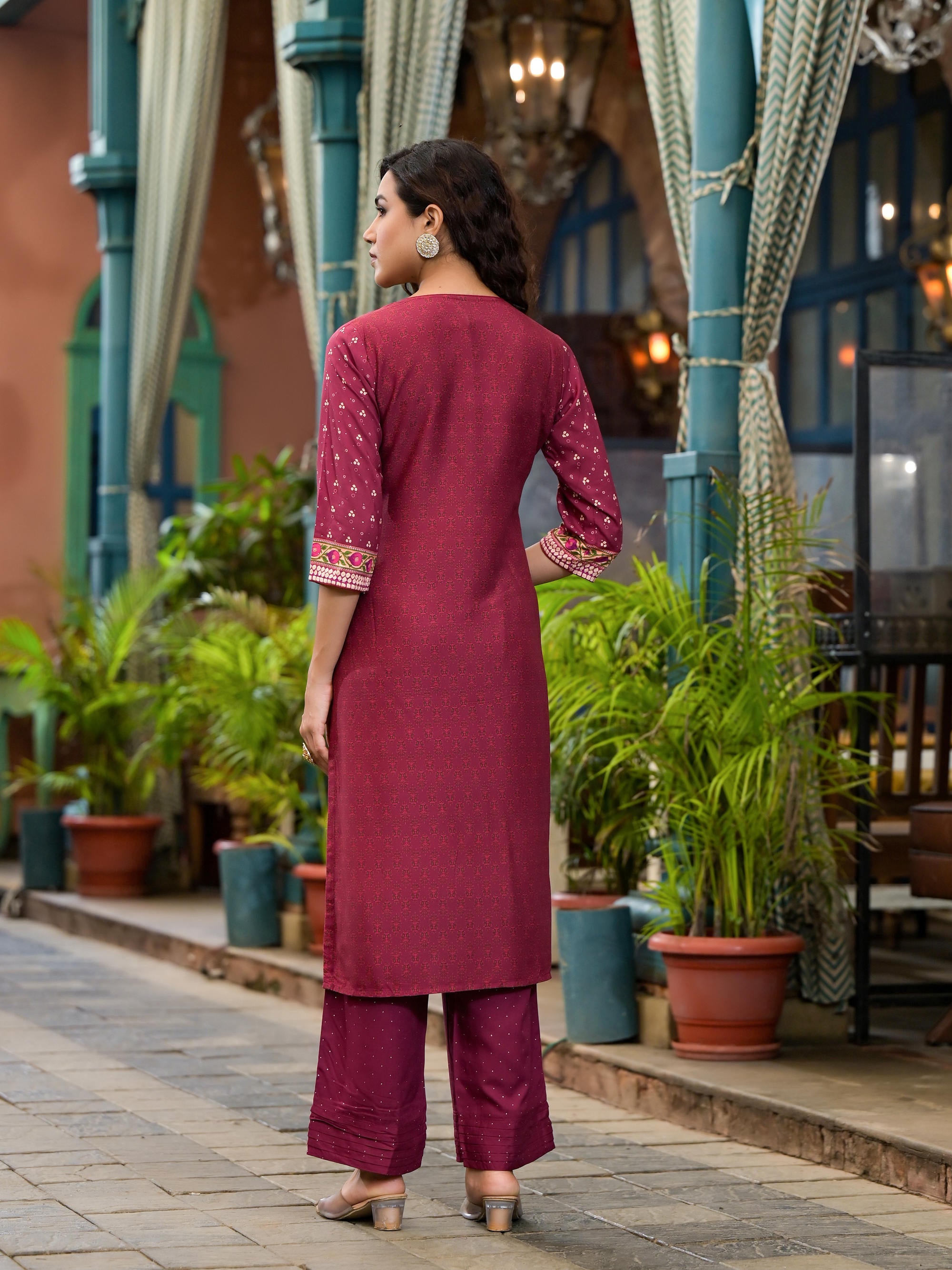 Juniper Plum Ethnic Motif Printed Liva Rayon Kurta Set With Coins - Distacart