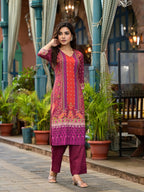 Juniper Plum Ethnic Motif Printed Liva Rayon Kurta Set With Coins - Distacart