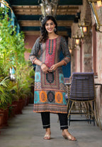 Juniper Multi-Panel Ethnic Printed Straight Kurta - Distacart