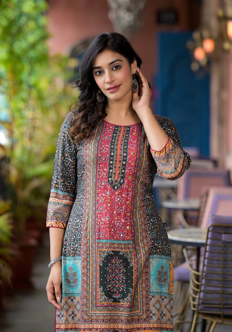 Juniper Multi-Panel Ethnic Printed Straight Kurta - Distacart