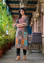Juniper Multi-Panel Ethnic Printed Straight Kurta - Distacart