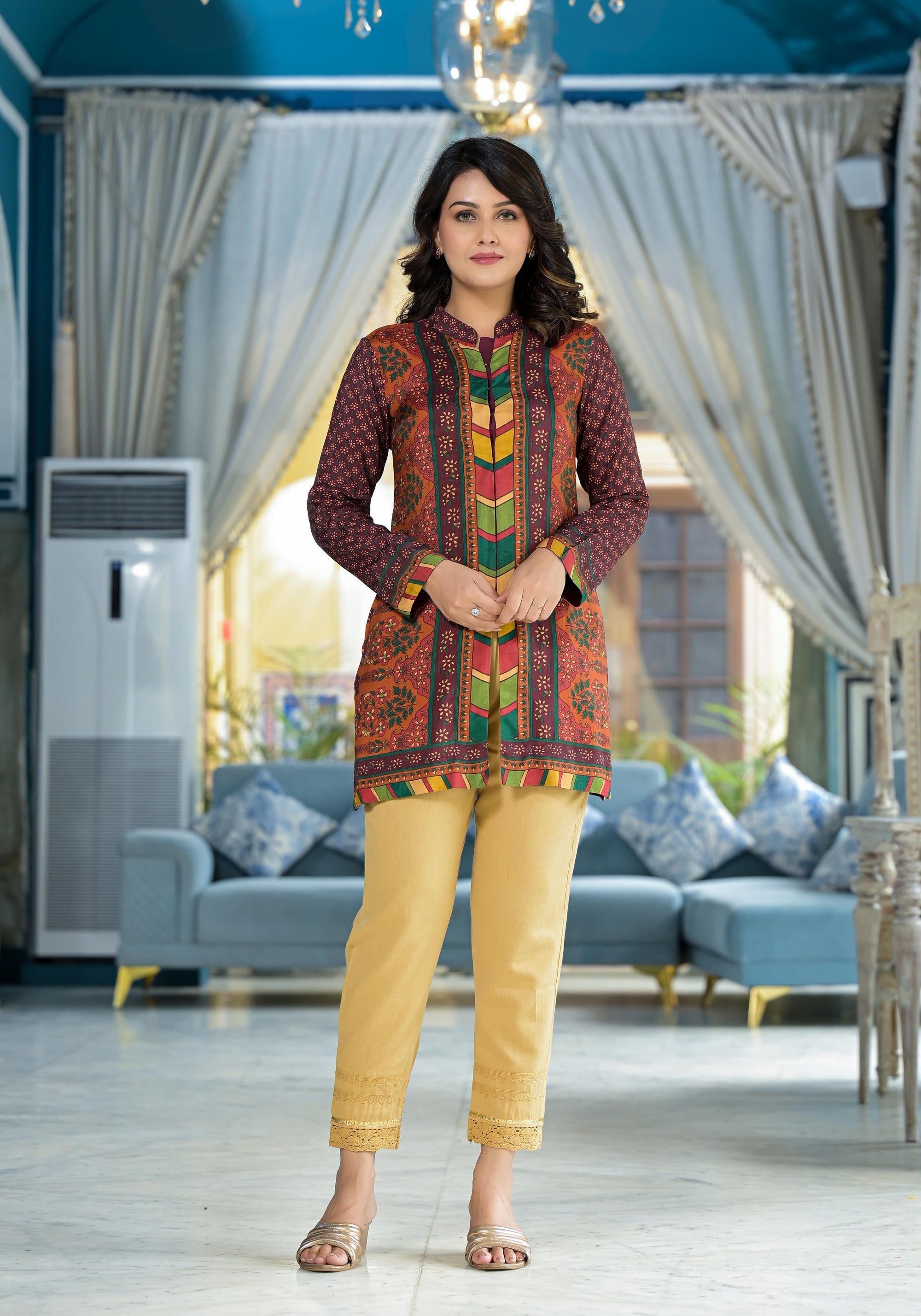 Juniper Multi Ethnic Motif Printed Viscose Tunic For Women - Distacart