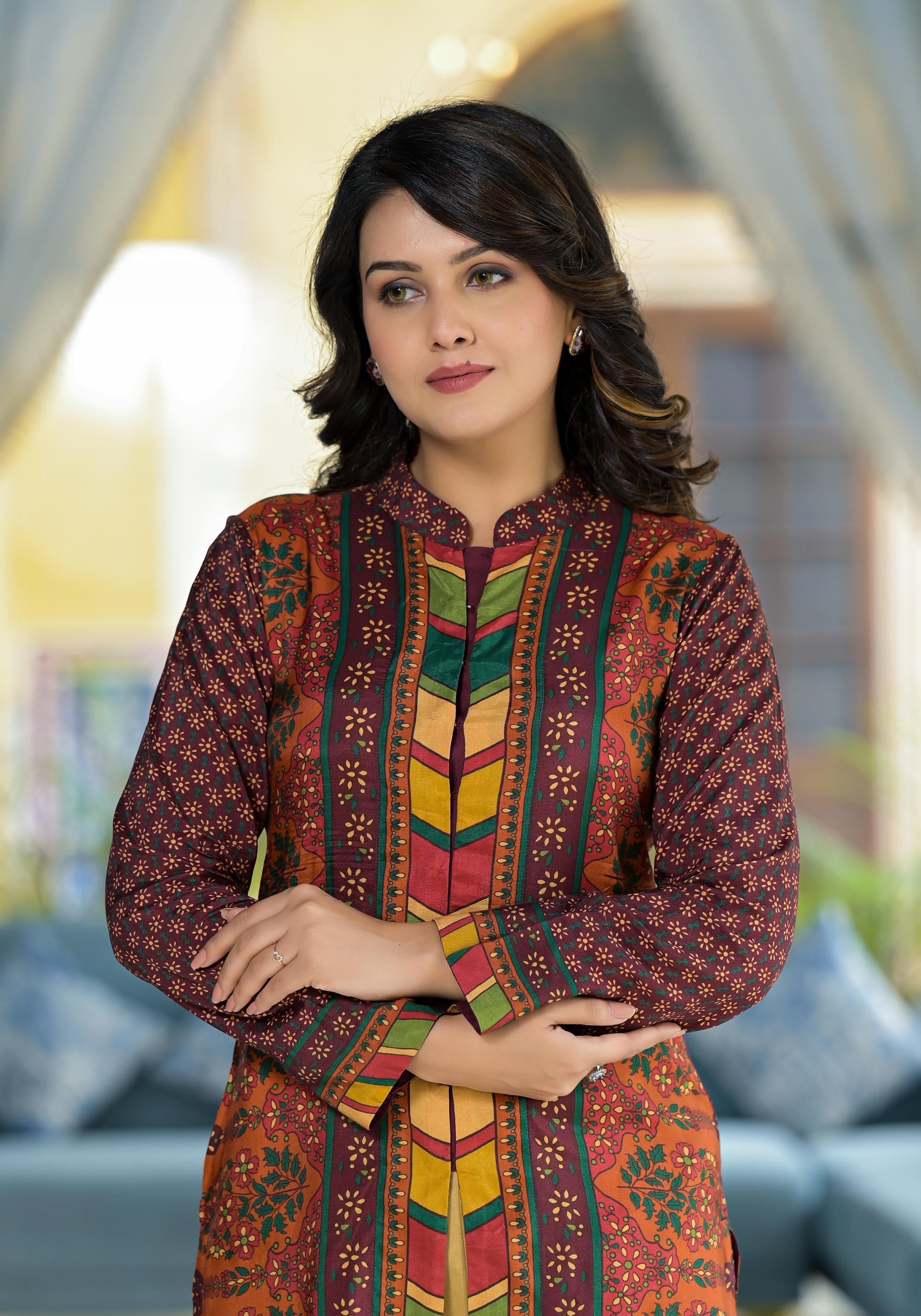Juniper Multi Ethnic Motif Printed Viscose Tunic For Women - Distacart