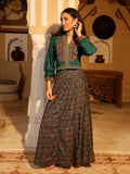 Juniper Women's Blue Viscose Rayon Embroidered Top & Skirt