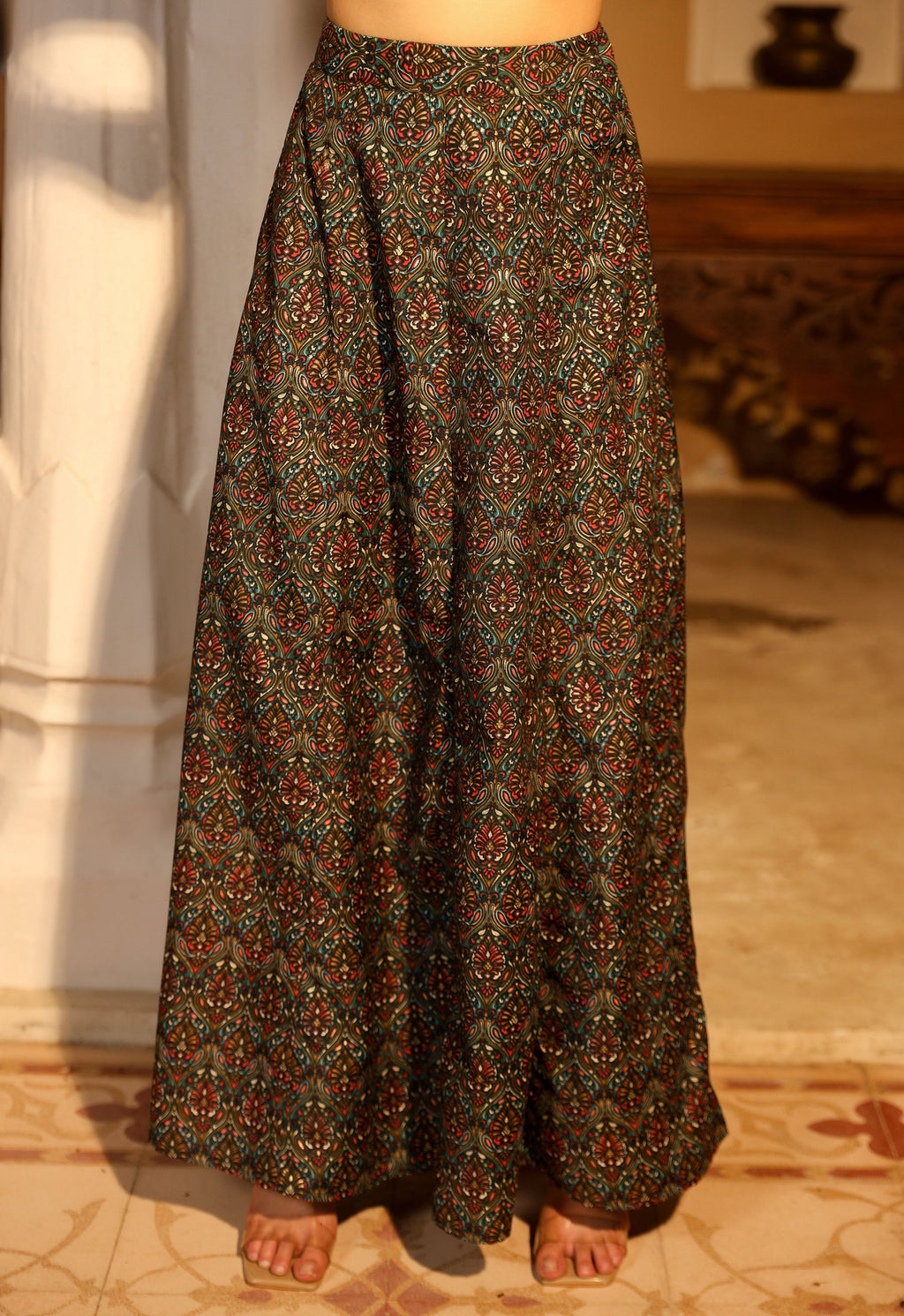 Juniper Women's Blue Viscose Rayon Embroidered Top & Skirt