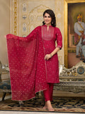Juniper Women's Women Red Printed Straight Kurta Pants & Dupatta Set - Distacart