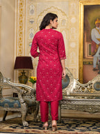 Juniper Women's Women Red Printed Straight Kurta Pants & Dupatta Set - Distacart