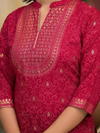 Juniper Women's Women Red Printed Straight Kurta Pants & Dupatta Set - Distacart