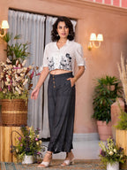 Juniper Women's Black Pure Cotton Embroidered Top Set