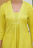 Juniper Yellow Solid Liva Rayon Kurta With Mirror Work - Distacart