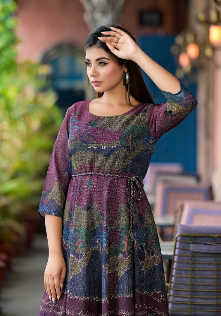 Juniper Women's Black Abstract Printed Georgette Dress With Doris At Waist - Distacart