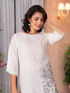 Juniper Women's White::Black Viscose Rayon Printed Palazzo Set