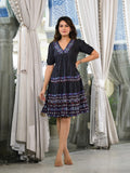 Juniper Black Thread Embroidered Liva Rayon Dress - Distacart