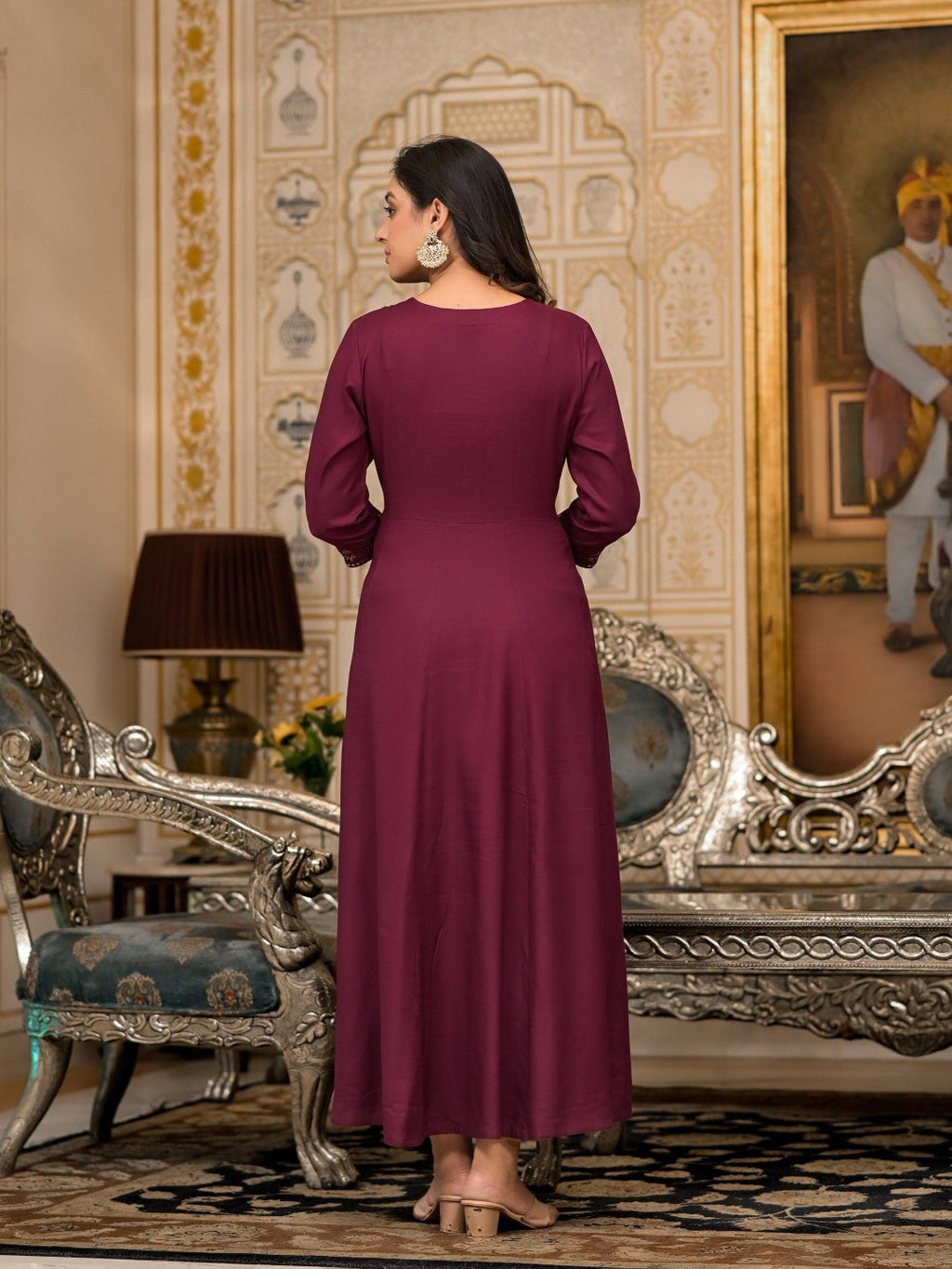Juniper Women's Wine Mirror Embroidered Liva Rayon Dress For With Sequins - Distacart