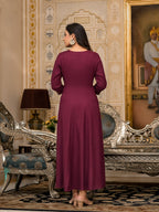 Juniper Women's Wine Mirror Embroidered Liva Rayon Dress For With Sequins - Distacart
