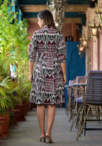 Juniper Women's Muti Color Ikat Printed Liva Rayon Dress With Tie-Ups & Button Closure - Distacart