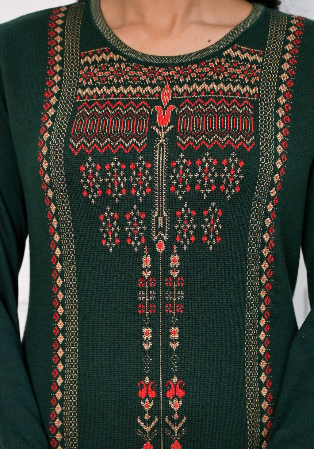 Juniper Bottle Green Ethnic Motif Printed Cotton Kurta - Distacart