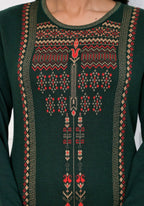 Juniper Bottle Green Ethnic Motif Printed Cotton Kurta - Distacart