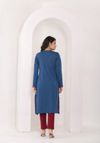 Juniper Neerja Indigo Heritage Kurta - Distacart