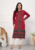 Juniper Maroon Ethnic Motif Printed Cotton Kurta - Distacart