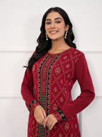 Juniper Maroon Ethnic Motif Printed Cotton Kurta - Distacart